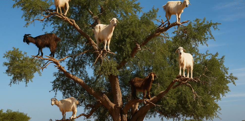 “Cabras subidas en un árbol de argán en la región de Essaouira, Marruecos