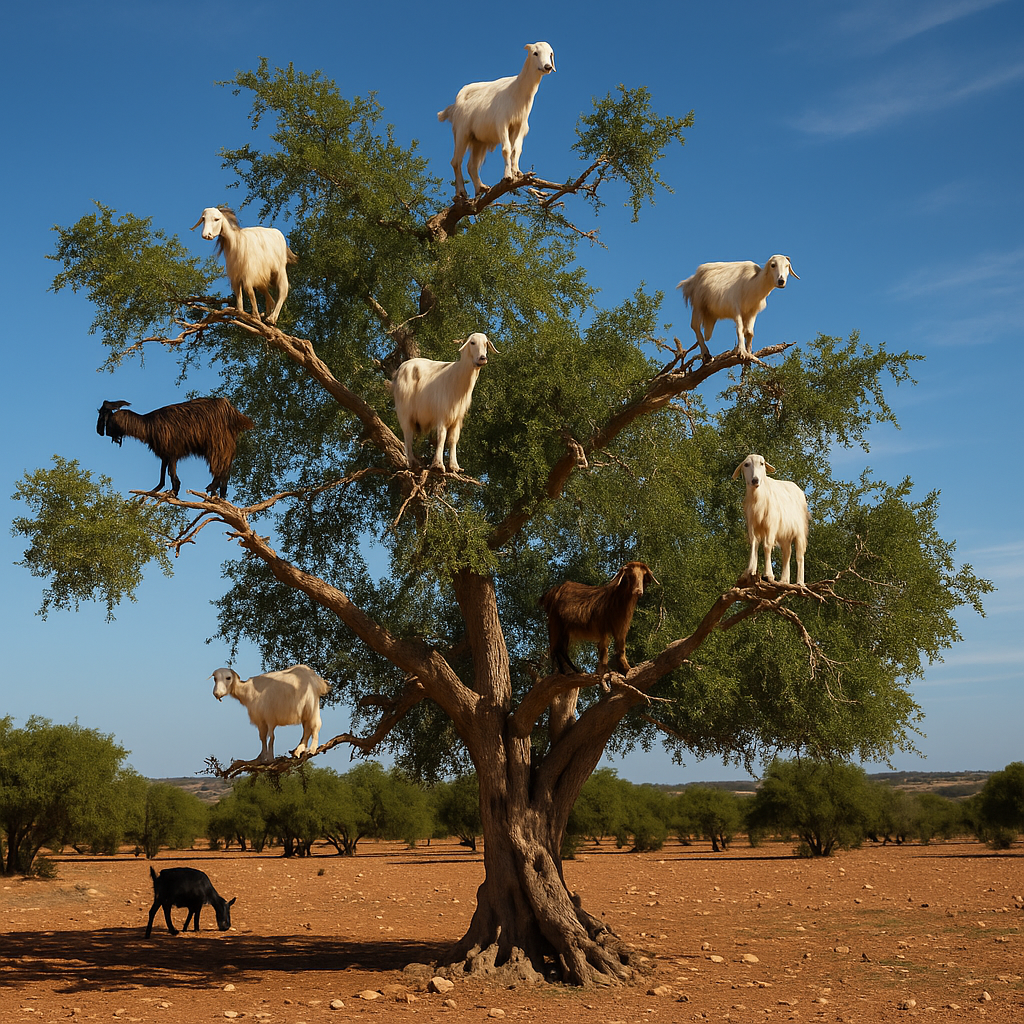 “Cabras subidas en un árbol de argán en la región de Essaouira, Marruecos
